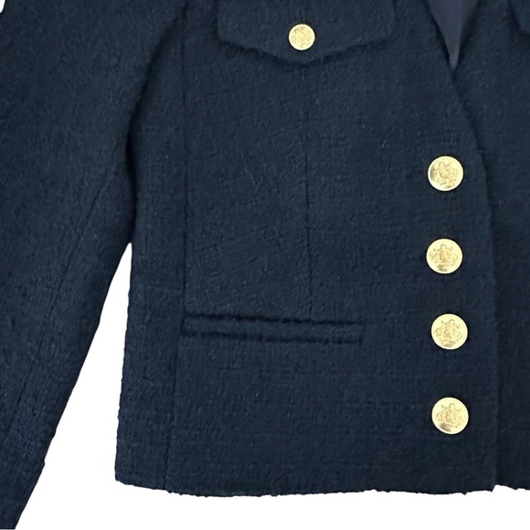 J. Crew 2023 Navy V-neck Lady Jacket in Maritime Tweed Size 00 - Picture 5 of 12